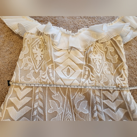 Strapless White Ruffled Lace Mini Dress - Picture 8 of 9